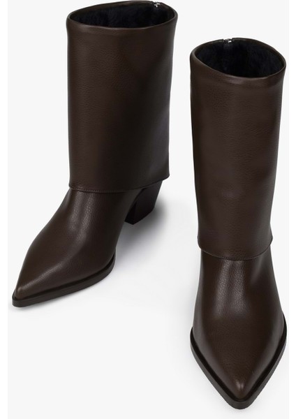 Kadın Alessi Kahve Cilt Fermuar Detaylı Bot indirimleri