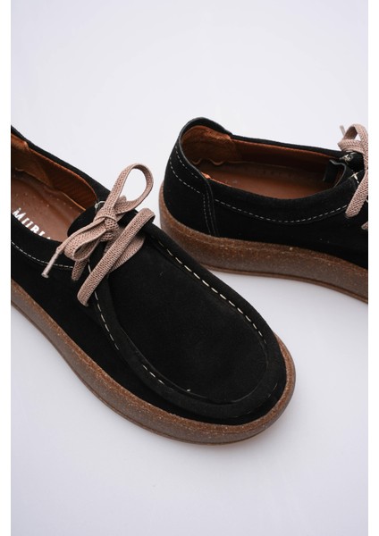 Kadın Hakiki Süet Loafer Comfort Tabanlı Günlük Ayakkabı Siyah Misley modelleri