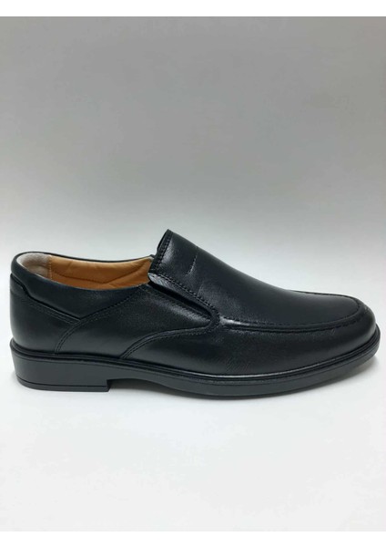 Hakiki Deri Bağcıksız Rahat Günlük Kauçuk Taban Siyah Kışlık Erkek Ayakkabı C-96427354KTGY