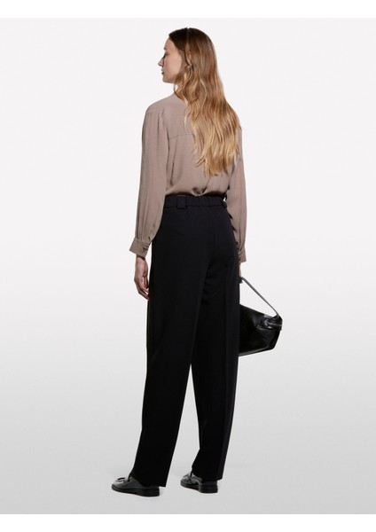 Viskoz Karışımlı Pileli Streç Palazzo Pantolon Kadın Siyah Pantolon - 325A4KVXLF07C modelleri