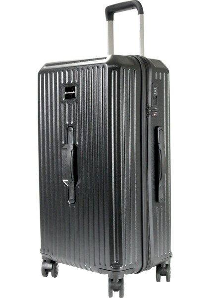 10706 Abs Sandık - Büyük + Orta Boy Valiz / Bavul Seti - Siyah modelleri