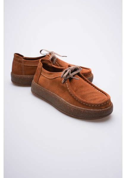 Kadın Hakiki Süet Loafer Comfort Tabanlı Günlük Ayakkabı Taba Misley