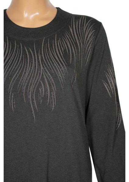 Hesna Kadın Elvan Kışlık Büyük Beden Boydan Baskılı Haki Elbise fiyatları