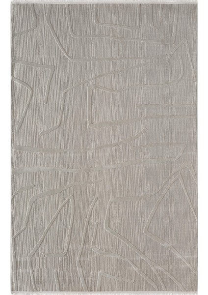 Sümer SM014G Gri Rengi Halı Çizgi Desenli Dekoratif Modern Antialerjik Salon Mutfak Halısı