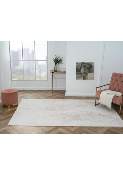 Kaftan KF007B Bej Halı Geometrik Kabartma Desenli Akrilik Halı Tozuaz Salon Halısı Yatak Odası fiyatları