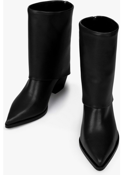 Kadın Alessi Siyah Cilt Fermuar Detaylı Bot indirimleri