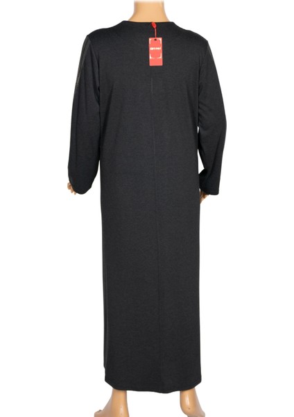 Hesna Kadın Elvan Kışlık Büyük Beden Boydan Baskılı Siyah Elbise modelleri