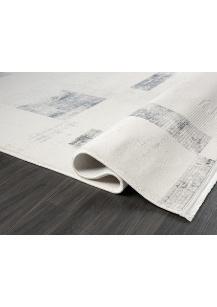 Truva TV035M Krem Rengi Halı Lacivert Geometrik Detaylı Akrilik Yumuşak Modern Salon Halısı fırsatları