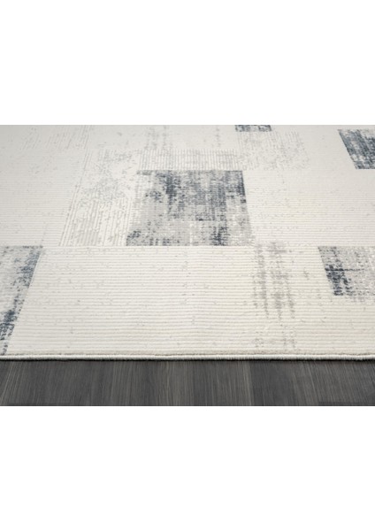 Truva TV035M Krem Rengi Halı Lacivert Geometrik Detaylı Akrilik Yumuşak Modern Salon Halısı indirimleri