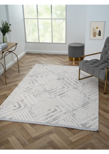 Kaftan KF006G Bej Halı Gri Detaylı Geometrik Kabartma Desenli Akrilik Halı Tozuaz Salon Halısı modelleri
