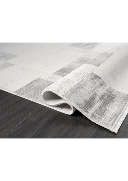 Truva TV035G Krem Rengi Halı Gri Geometrik Detaylı Akrilik Yumuşak Modern Salon Halısı fırsatları