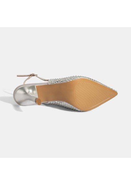 Kadın Gümüş Ayarlanabilir Metal Tokalı Taşlı Abiye Ayakkabı fırsatları