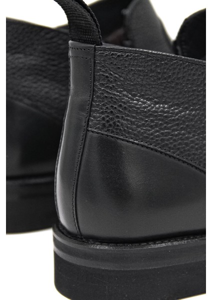 030597 Kürklü-Fermuarlı Kösele Klasik Bot - Siyah