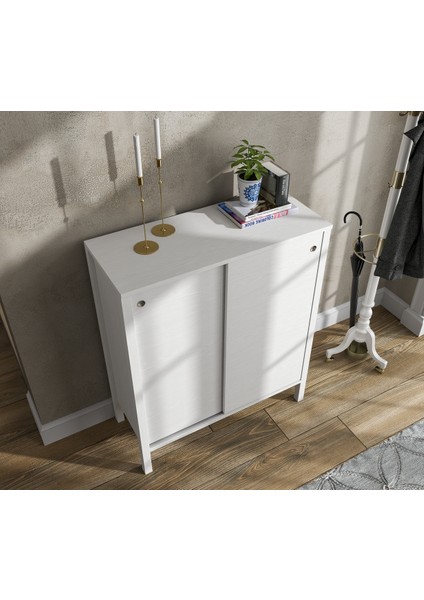 Hunerika Coren Sürgülü Ayakkabılık -Wood Beyaz-Minifiks Bağlantılı fiyatları