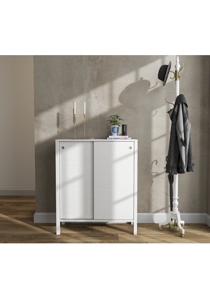 Hunerika Coren Sürgülü Ayakkabılık -Wood Beyaz-Minifiks Bağlantılı fırsatları