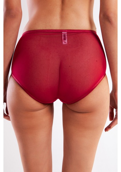 Gaspara Control Slip, Kadın Güpürlü Tül Şarap Renkli Yüksek Bel Külot modelleri