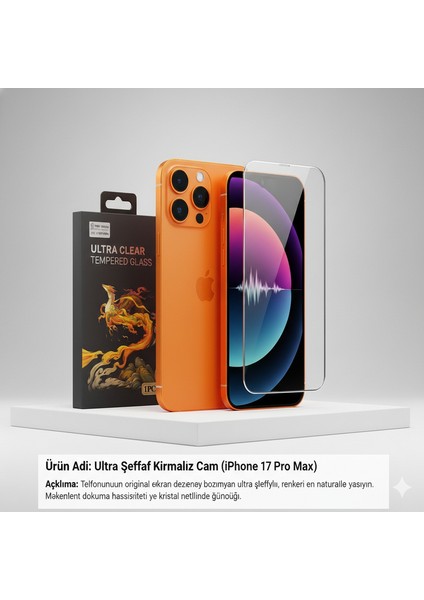 iPhone 17 Pro Max Uyumlu Hd+ 0,26MM 9h Temperli Cam Ekran Koruyucu
