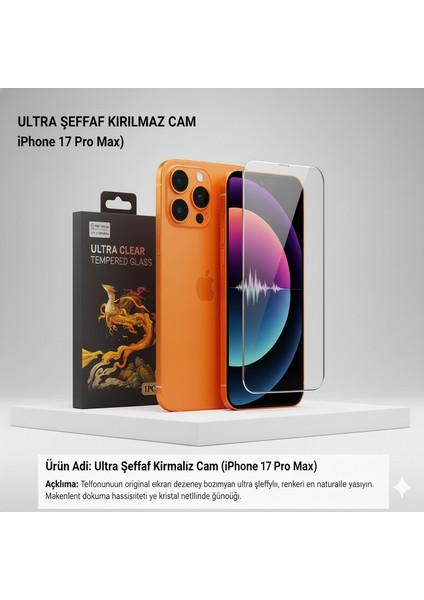 iPhone 17 Pro Max Uyumlu Hd+ 0,26MM 9h Temperli Cam Ekran Koruyucu fiyatları