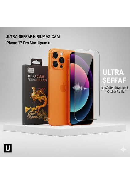 iPhone 17 Pro Max Uyumlu Hd+ 0,26MM 9h Temperli Cam Ekran Koruyucu