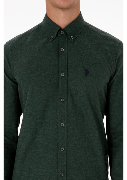 Erkek Koyu Yeşil Gömlek Basic 50316721-VR079