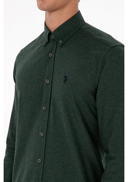 Erkek Koyu Yeşil Gömlek Basic 50316721-VR079