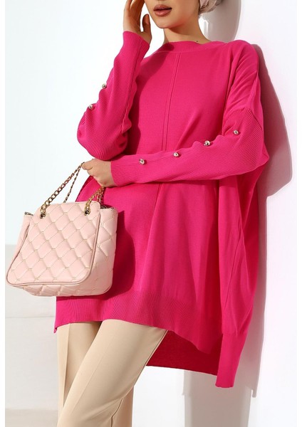 Düğme Detaylı Yarım Boğazlı Triko Tunik fiyatları