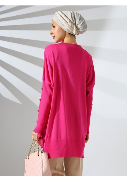 Düğme Detaylı Yarım Boğazlı Triko Tunik modelleri