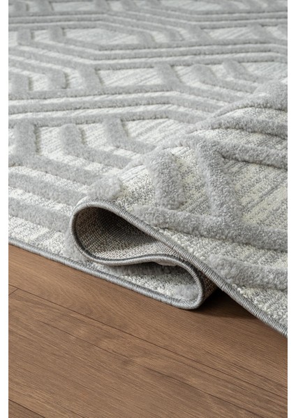 Loop LP024G Gri Halı Dekoratif Sisal Yumuşak Bukleli Tozsuz Salon Halısı Yatak Odası Iskandinav modelleri