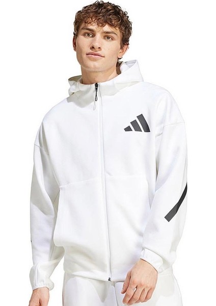 Z.n.e Erkek Beyaz Fermuarlı Kapüşonlu Premium Eşofman Takımı