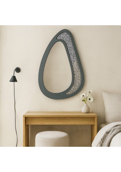 Rattan Desenli Modern Dekoratif Duvar Aynası