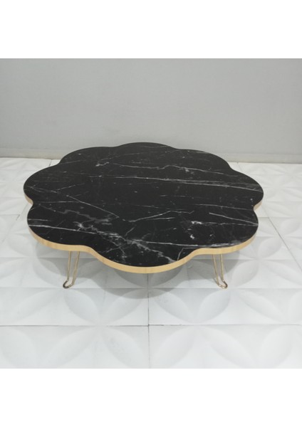 Siyah Mermer Desen Yer Sofrası Yemek Masası modelleri
