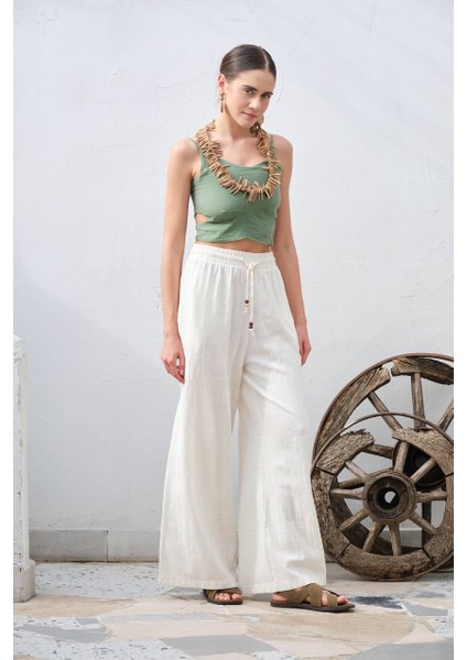 Beyaz Keten Pantolon