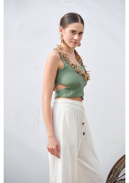 Beyaz Keten Pantolon modelleri