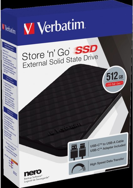 Verbatım 53250 - 512GB Store 'n' Go External SSD USB 3.2 Gen 1 modelleri