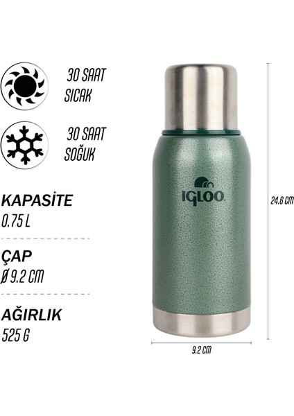 Legend Klasik Termos Yeşil 750ML 30 Saat Sıcak/30 Saat Soğuk Saklama indirimleri