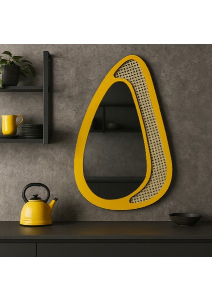 Rattan Desenli Modern Dekoratif Duvar Aynası