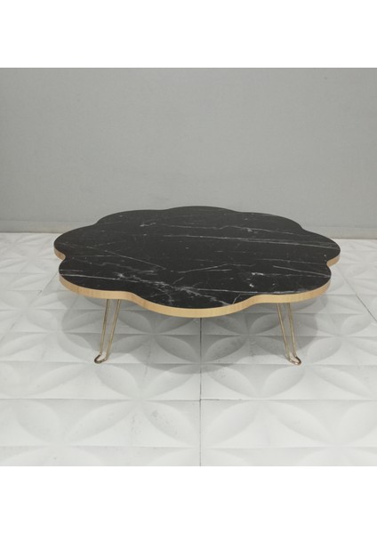 Siyah Mermer Desen Yer Sofrası Yemek Masası fiyatları