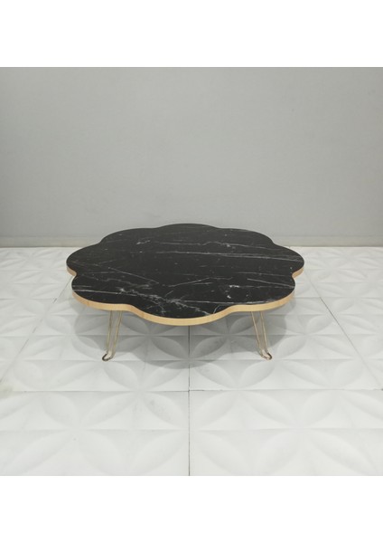 Siyah Mermer Desen Yer Sofrası Yemek Masası modelleri