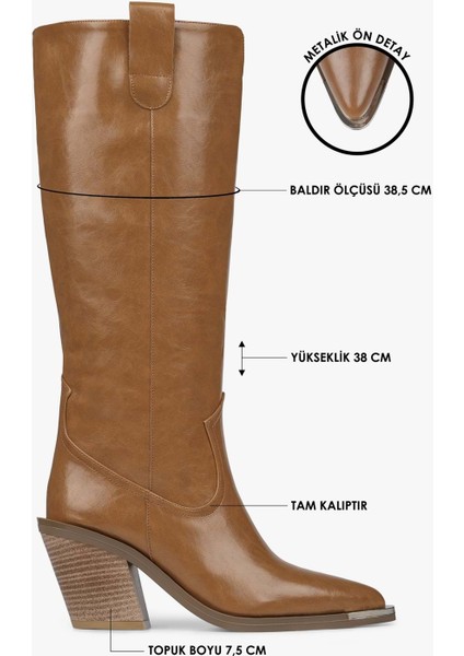 Kadın Axor Karamel Cilt Kovboy Çizme modelleri