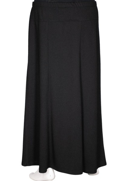 Hesna Kadın Nida Kışlık Büyük Beden Taşlı Astarsız Latikli Siyah Etek modelleri