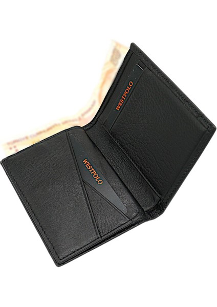 Hakiki Deri Kağıt Para ve Kart Bölmeli Erkek Cüzdanı - Siyah fırsatları