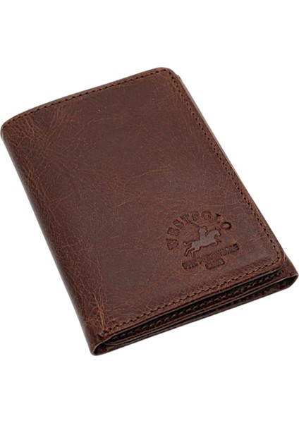 Hakiki Eskitme Deri Kağıt Para ve Kart Bölmeli Unisex Cüzdan - Tiguan Kahverengi fiyatları