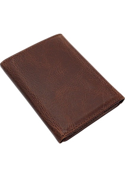 Hakiki Eskitme Deri Kağıt Para ve Kart Bölmeli Unisex Cüzdan - Tiguan Kahverengi fırsatları