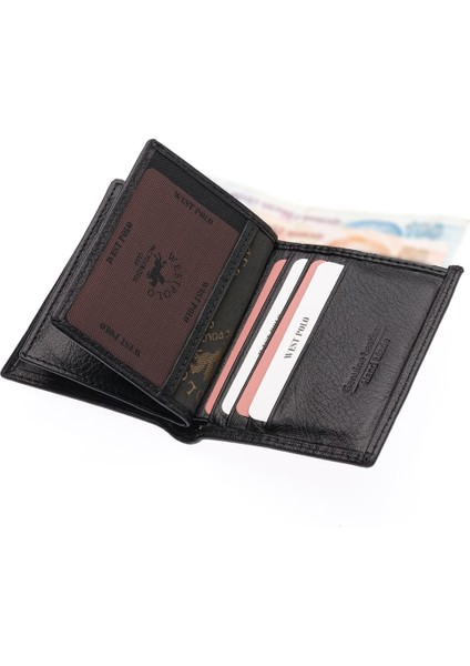 Hakiki Deri Kağıt Para ve Bol Kart Bölmeli Erkek Cüzdanı - Siyah indirimleri