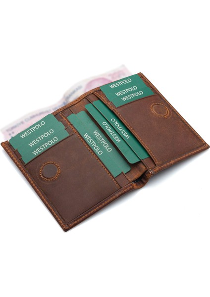 Hakiki Eskitme Deri Kağıt Para ve Bol Kart Bölmeli Unisex Cüzdan - G2 Taba modelleri