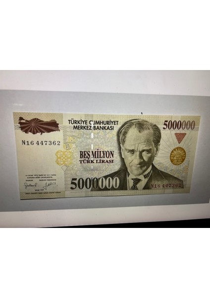 7. Emisyon 5.000.000 Lira N16 Son Seri Çil