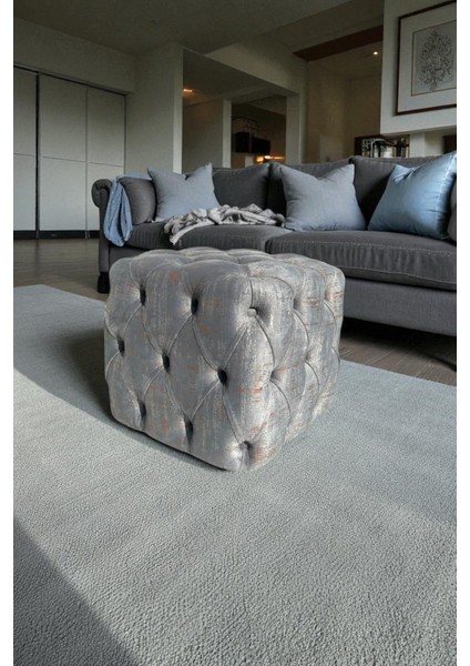 Küp Puf - BEST İthal Kadife Babyface Kumaş Varak Baskı - Modern Ve Şık Oturma Dekoratif Puf&Bench