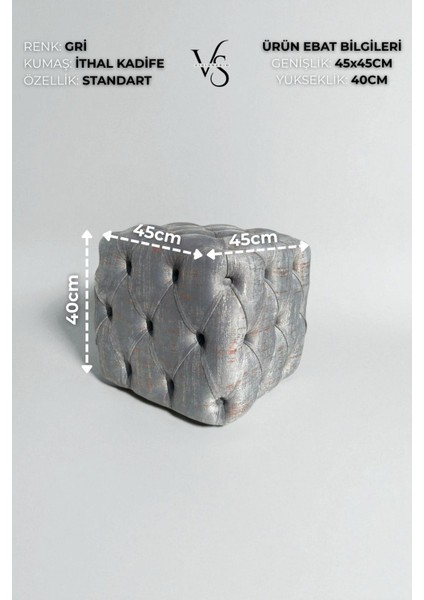 Küp Puf - BEST İthal Kadife Babyface Kumaş Varak Baskı - Modern Ve Şık Oturma Dekoratif Puf&Bench fırsatları