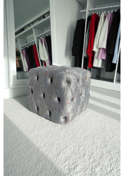 Küp Puf - BEST İthal Kadife Babyface Kumaş Varak Baskı - Modern Ve Şık Oturma Dekoratif Puf&Bench modelleri