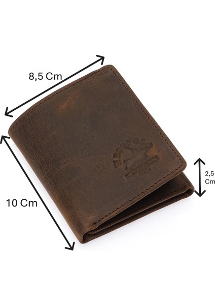 Hakiki Eskitme Deri Kağıt Para ve Kart Bölmeli Unisex Cüzdan